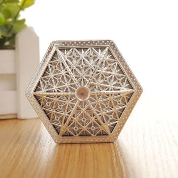 Plastlåda ihålig förvaringslåda chokladgodislåda smyckesorganisatör bröllopsgåva låda-silver hexagon