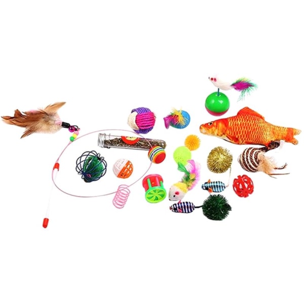 20Pcs/Set Pet Sisal Set Funny Interactive Kittens Feather Balls Cat Teaser Catnip Sisal Balls