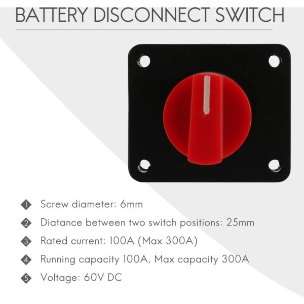 12V 300A Batteri Afbryder Afbryder Batteri Isolator Drejeknap Afbryder til RV Båd Bil Lastbil Auto Yacht