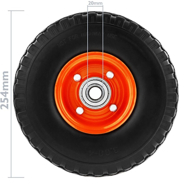 Massivt hjul till skottkärra 100 kg 10x3 254x76 mm för vagnar, vagnar och transportplattformar