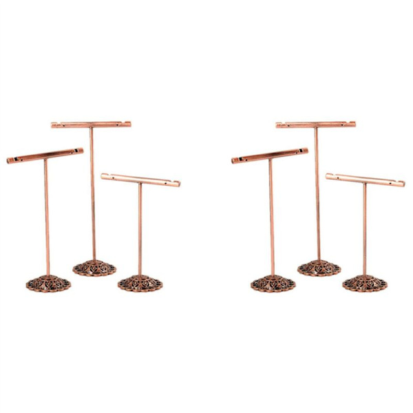 2 st Bärbara Örhängesställ Metall Stud Halsband Organizer Ornament T-formad Hängare Showcase Hållare Brons