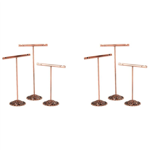 2X Bærbar Ørepynt Stativ Metall Stud Halskjede Organizer Ornament T Bar Henger Visningsholder Bronse