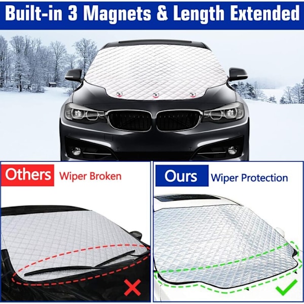 Bilfrontrutedeksel, Magnetisk Frontrutedeksel, Solskjerm Anti Frost Snø Anti Is UV Solbeskyttelse Universal Folding for Bil SUV (157 x 126c