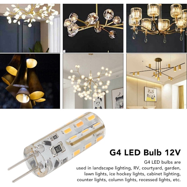 10 stk. G4 LED Pære 1,5W DC12V Varmt Hvid 3000K 110LM Bi-Pin LED Pærer til Skabbelys Have