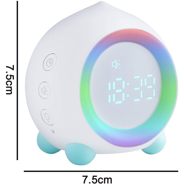 Digital vækkeur til piger & drenge, USB vækkeur til soveværelset med solnedgangssimulator, lydfølsomt vækkeur med natlampe LED, lydløs