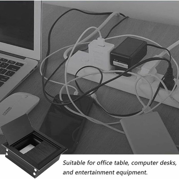2 stk. Flush Mount Kabelforskruning, Kabelhul Dæksel Skrivebord, Computer Skrivebord Hul Dæksel, til Musikstand, Computer Skrivebord (8 x 8 cm/ 3,14 x 3,14 tommer)