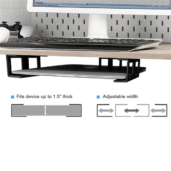 3 stk. Laptop Stativ til Under Bordet, Passer til Laptop, Sort Bakke