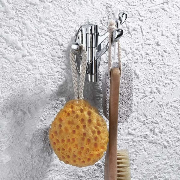 Solid Metall Foldbare Svingbare Kroker med Tre Roterende Armer, Trippel Robe Hook, Veggmontert (Forkrommet)