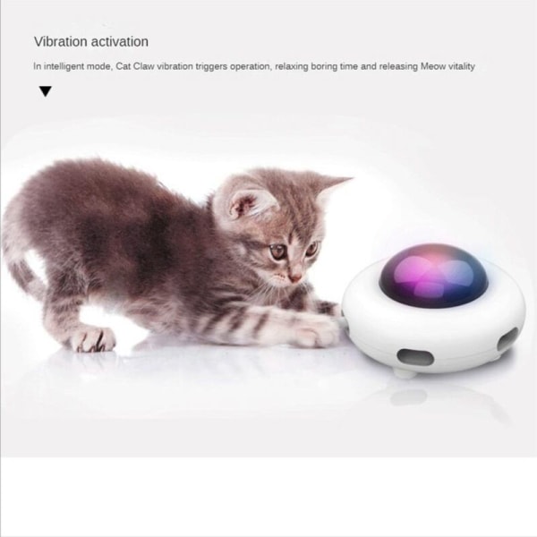Elektrisk leksak för smarta katter Teaser Stick UFO Toy Cats Turntable Automatisk vänds till elektrisk hårsugning