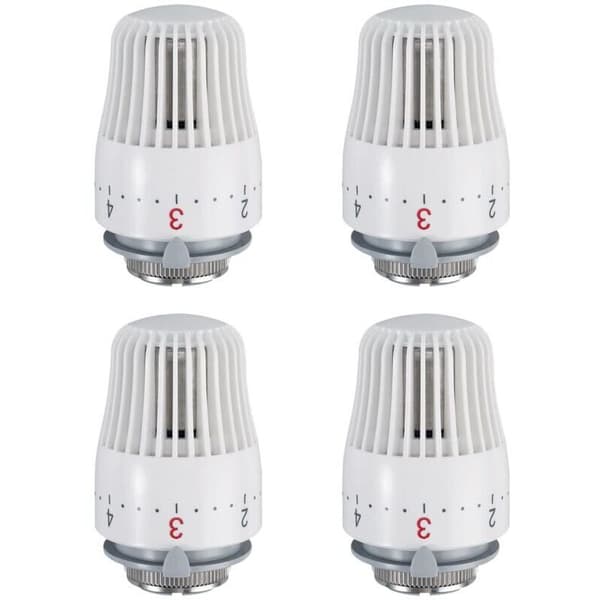 Sett med 4 termostater, erstatningshode for M30 x 1,5 radiatorventil, termostater for radiatorventil