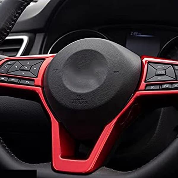 Bilde rattdeksel paljetter ram trim for Rogue Sentra Kicks Leaf interiør tilbehør, rød
