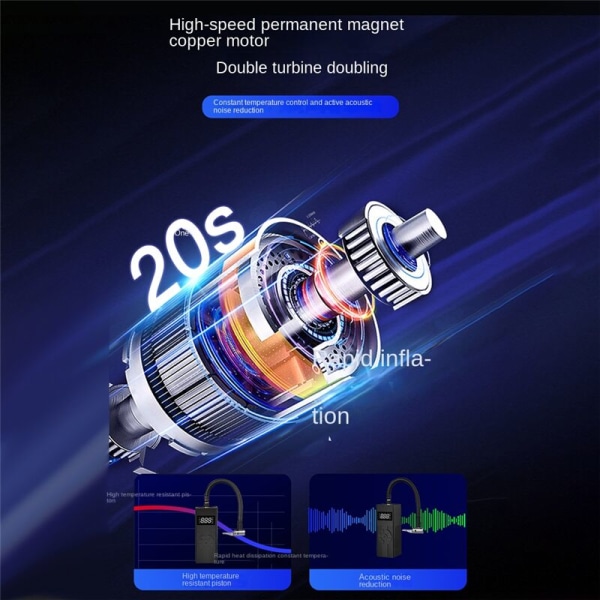 Bärbar elektrisk luftpump digital display hög luftpump