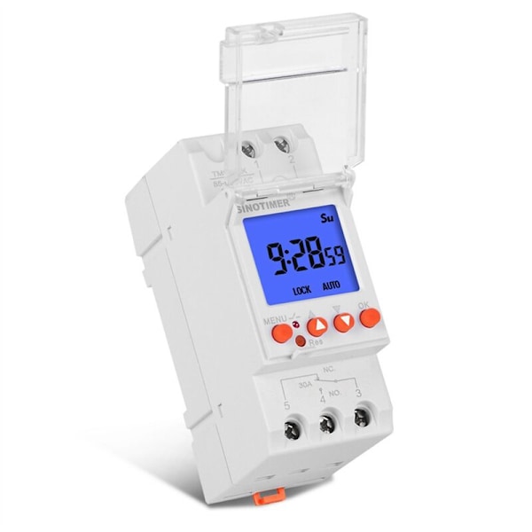TM928SBKL Anden Kontrol Stor Skærm Display Udskifteligt Batteri Skinne Timer Switch Baggrundsbelysning-85-265V 30A