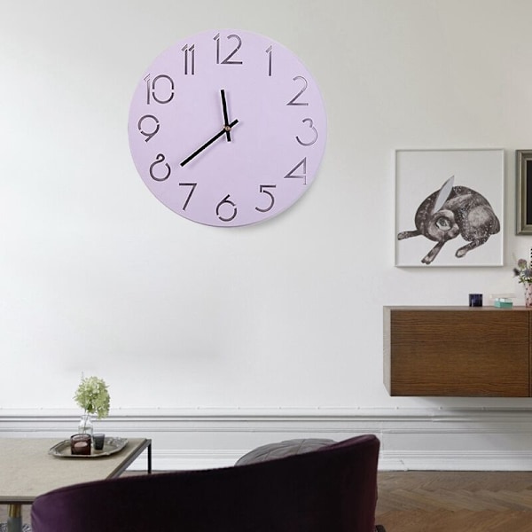 30cm Enkel Väggklocka Modern Rund Klocka Cool Sovrum Mute Pastoral Träklocka