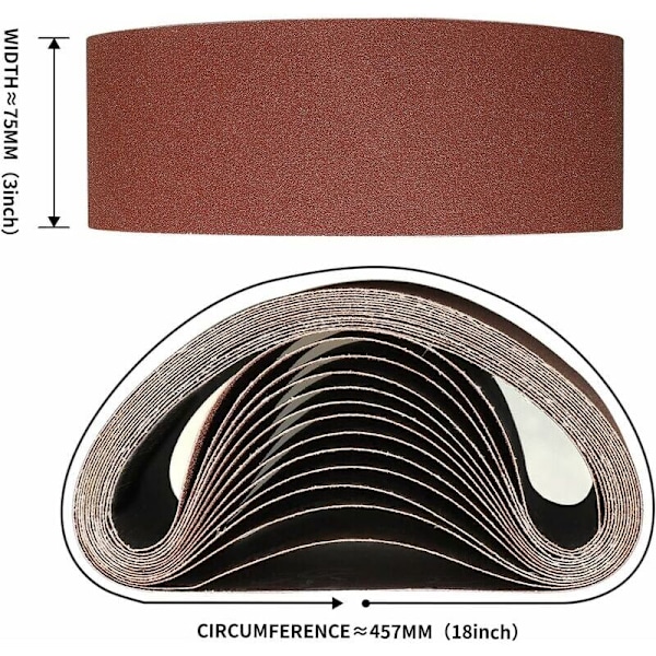 75X533 mm Slibebånd - 1 X 40/60 & 2 X 80/120/180/240/320/400 Korn Slibebånd til Slibning, Polering og Støvning, Ideelt til Træ (14 Styk)