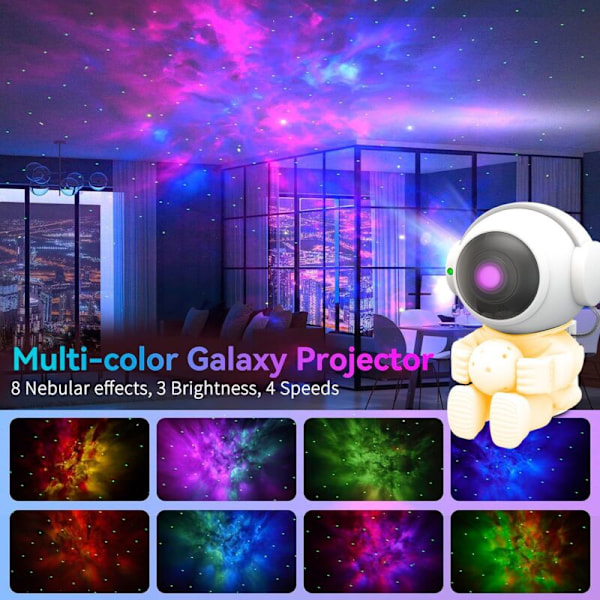 Stjernehimmel Astronaut Projektionslampe, Stjerneatmosfære Natlys, Astronaut Laser Nebula Lampe med Fjernbetjening (Hold Ballonen)