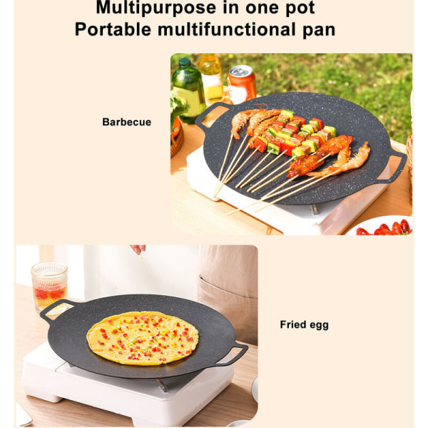 Korean Barbecue Grilling Pan, Non-Stick Smokeless Barbecue Griddle, Korean Barbecue Aluminum Alloy Griddle, Frying Pan(Gas Type 33cm