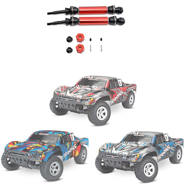 Set med 2 metall CVD bakre transmission för 1/10 Slash Stampede Hoss VXL 2WD RC bil uppgraderingsdelar, röd