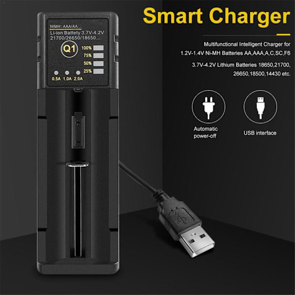 2X 18650 Yksipaikkainen Litium-akun Lataus USB:lle