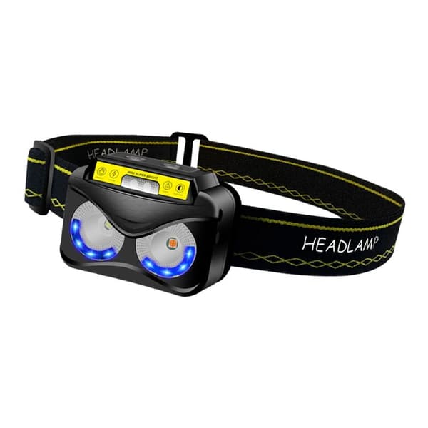 XPG+COB Gult Lys Multifunksjonell Hodelykt Sensor Hodelykt USB Lading Hodelykt Belysning