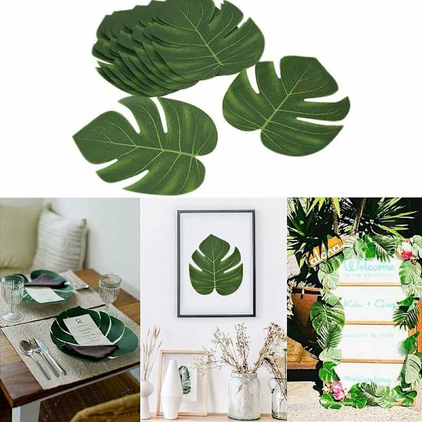 20 kpl Trooppisia Monstera-lehtiä, Simuloituja Monstera-lehtiä, Teko-trooppisia Palmulehtiä, Palmulehtiä Havaijilaiseen Juhlaan