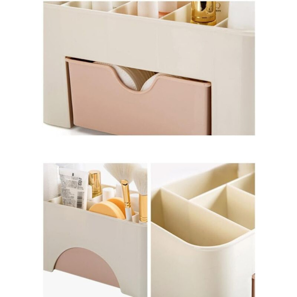 Bonjouree Skrivebords Opbevarings Skuffe Makeup Kosmetik Holdere Pladsbesparende Æske (Pink) Diverse