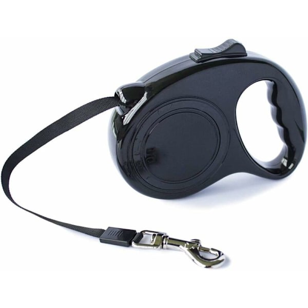 Utvidbar hundekobbel for mellomstore og små hunder, 5 meter (svart)