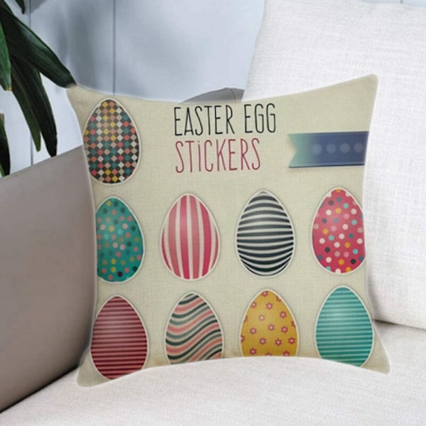 4 stk. Happy Easter æg pudebetræk 18x18 tommer til boligindretning Ferie kastepudebetræk til sofa seng stol indretning