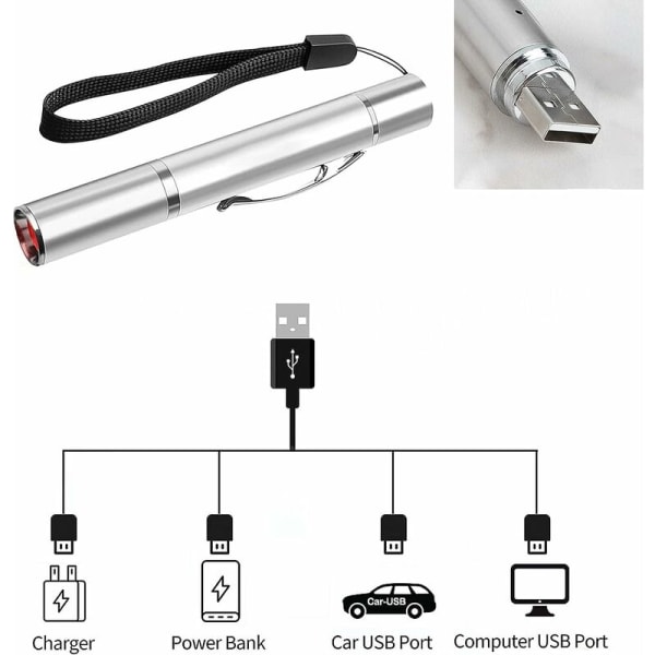 Interaktivt kattelegetøj, interaktivt kattelegetøj med LED-lys, 5 i 1 justerbart mønster til kattetræningsværktøj Interaktive legetøj - USB genopladelig