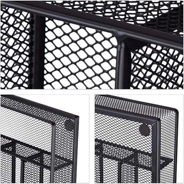 Bestikbakke i stålnet Metal bestikboks Bestikbakke HxBxD: 5 x 23,5 x 31,7 cm, Sort
