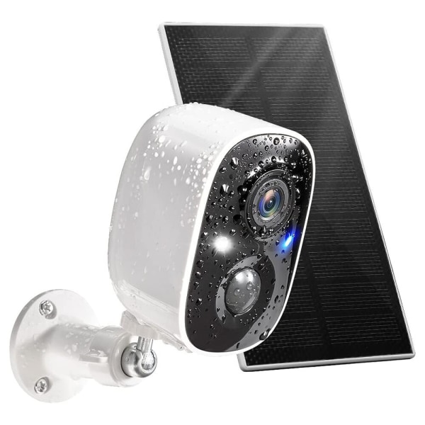 Solcellebatteri oppladbart kamera - innendørs og utendørs vanntett WiFi-kamera - trådløs skjerm