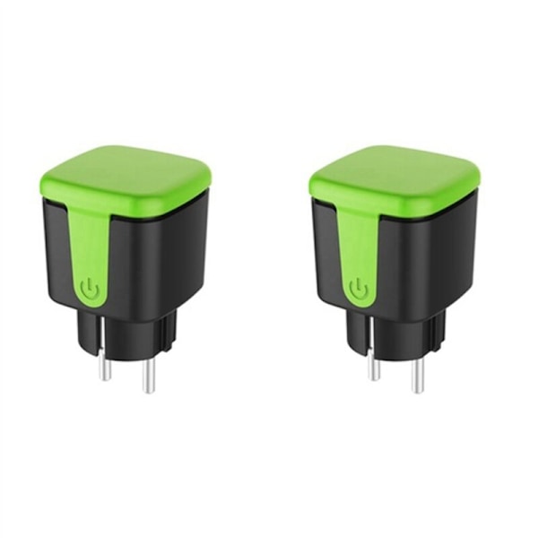 2X Udendørs Smart Stikkontakt, 16A WiFi Fjernbetjening med Strømovervågningsfunktion, til Tuya Smart Life Alexa EU