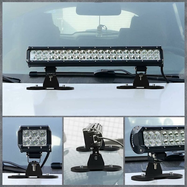 Magnetisk Base LED Strip Monteringsbeslag, Stærk Sugkop Holder til Lige og Buede Side LED Strip Montering, 2 Pak, Sort
