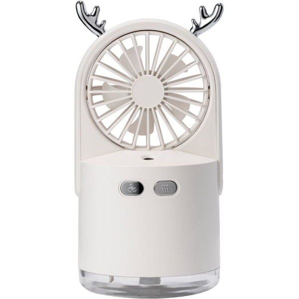 2000MAh Humidifier Fan Night Light Mini Fans USB Rechargeable Portable Desktop Air Humidifiers Air Cooler Fan(White)