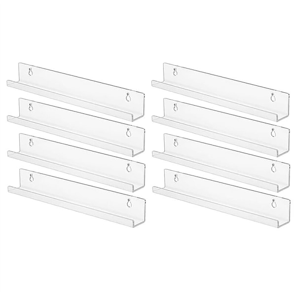 Disc Shelf Wall Mount Bracket - 8 Pack 15 Inch Brackets, Clear Acrylic Floating Shelves