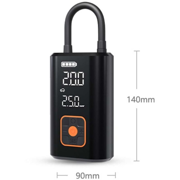 Kannettava Ilmakompressori, 4000Ah Mini Sähköpumppu, 150 PSI Sähköpyörän Pumppu, Kompressori LED-Diginäytöllä ja USB C -portilla, 5 Tilaa, Sopii