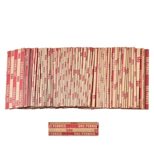 Møntruller Penny Sleeves Flade Penny Roll Wrappers 100 Stykker