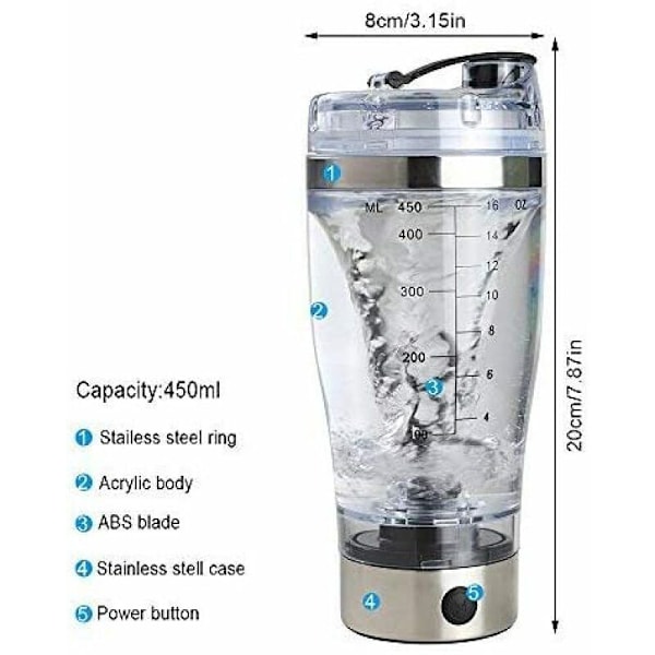 Elektrisk Proteinskakare Proteinskakare Proteinskakare Kreativ Elektrisk Mixer för Juice, Cocktails, Kaffe, Te, Protein och Kostdryck