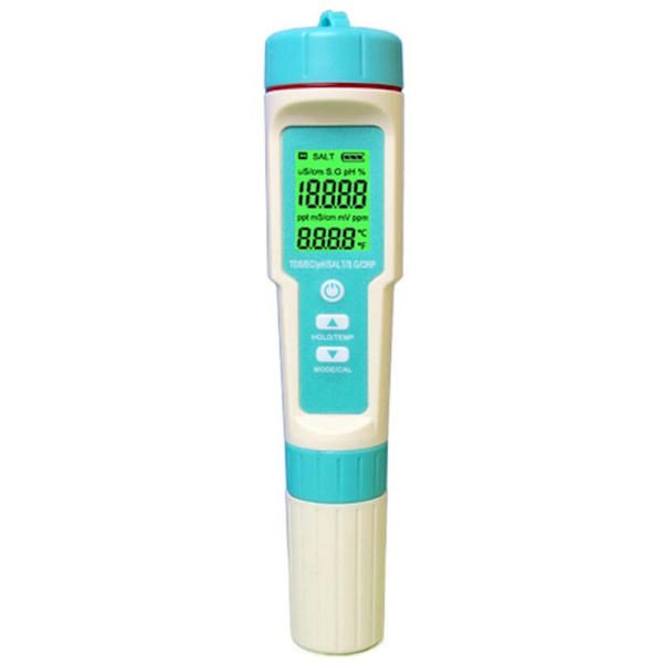 7-i-1 pH-mätare med TDS EC Salthalt Temperatur, Hög Precision Multifunktionell Testare, Vattentät, Automatisk, Multifunktionell, ORP, Negativ Potenti