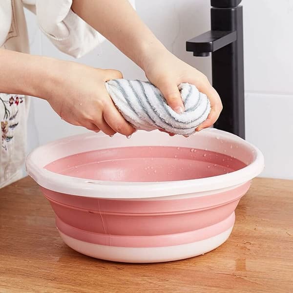 Retractable basin, collapsible basin, Multifunctional Medium Collapsible Round Dish Bowl, Space-saving Portable Collapsible Bowl for Washing Vegetab