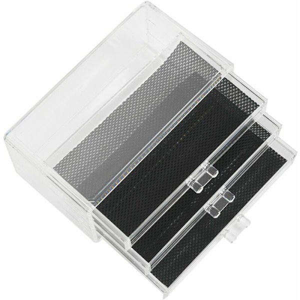 Transparent akrylboks Kosmetikboks 3 lag 3 gitter