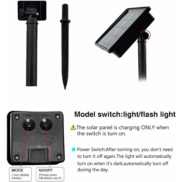 Solcellsdrivna utomhus ljusslingor 7M 50 LED Vattentäta Stjärnformade Dekorativa Julsollampor för Fest, Bröllop, Trädgård, Butik, Hem Utomhus (flerfärgad)