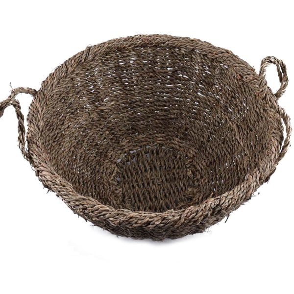 Sea Grass Basket Seagrass Pot Storage Baskets Foldable Straw Patchwork Rattan Seagrass Belly Garden Decor
