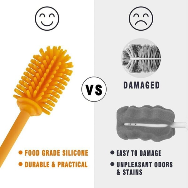 Silikoninen puhdistusharja pitkällä kahvalla vauvanpulloon, 31 cm BPA-vapaa, vauvanpulloon, tyhjiöpulloon, pulloon, maljakkoon, lasitavaroihin, täydellinen pienelle lapselle