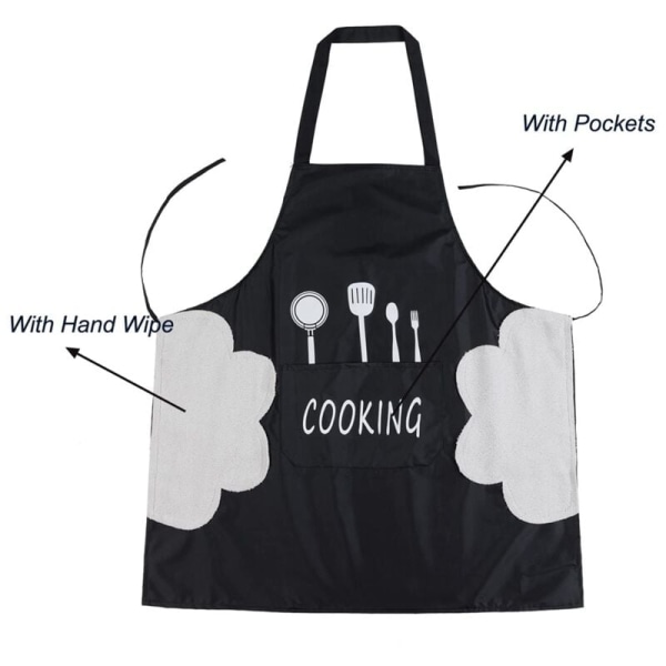 2-pack köksförkläden med handtorkning, droppbeständiga med 2 fickor, matlagningsförkläde för kvinnor och kockar