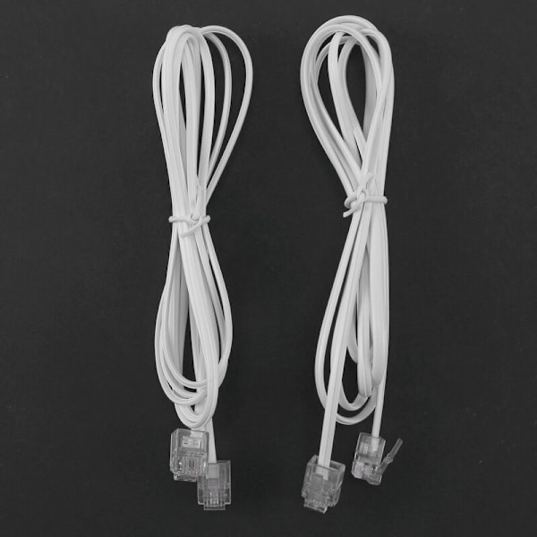 SODIAL(R) 2 st vita 6P2C RJ11 hane till hane 5 mm bredd telefonkabel 1M 3,3Ft