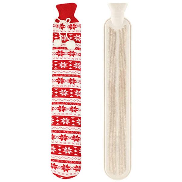 Pitkä Kuumvesipullo - Sängynlämmitin, Vyötärönlämmitin, Selänlämmitin Kuumvesipullo Superpehmeällä Neulotuilla Kannella 2L Puhdasta Luonnonkumia - 72 cm Selälle, Kaula, L