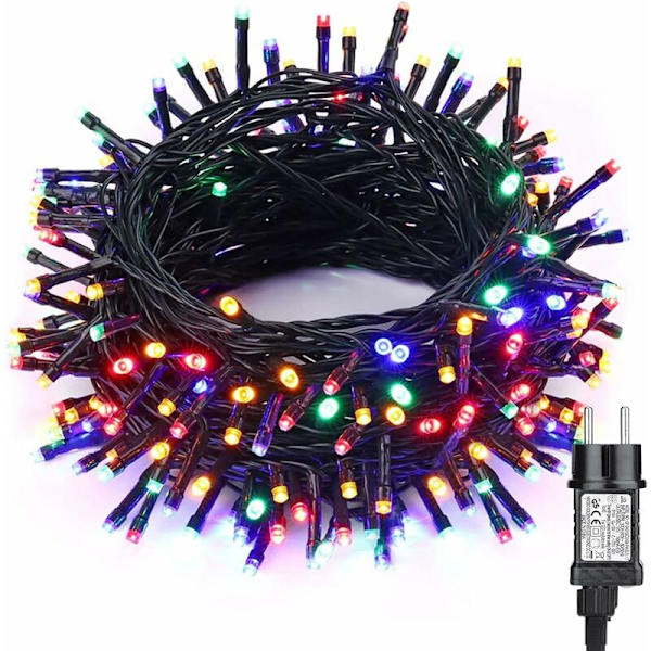 Moniväriset jouluvalot, 20M 200 LED sisä- ja ulkokoristevalot, keijun vihreä johto, 8 kuviota, vedenpitävä, sopii