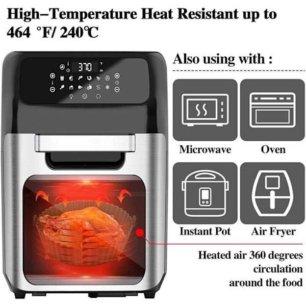 Silikon Pot til Airfryer, Non-Stick Belægning Varmebestandig Airfryere, Genanvendelige Ovntilbehør Bakke