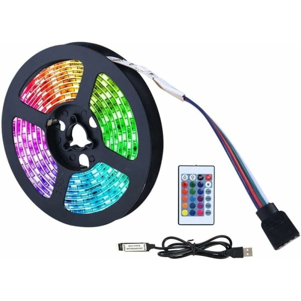 4M LED-bånd, 120 LED'er og 16 RGB Neon-farve USB-lysstrimmel, 24-tasters fjernbetjening 4 dynamiske tilstande, egnet til hjemmebiograf TV LED-baggrundsbelysning,